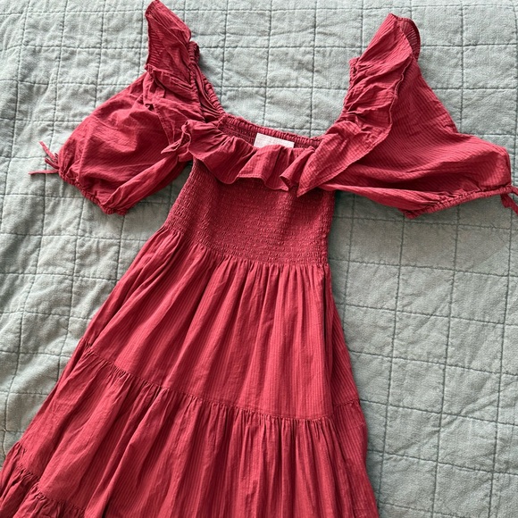 Hill House Corinne Nap Dress in Burgundy Shadow Stripe S - Picture 4 of 8